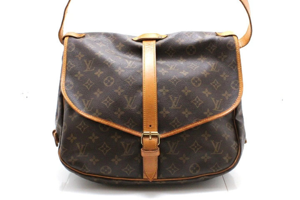 LOUIS VUITTON Saumur Shoulder Bag Monogram Brown